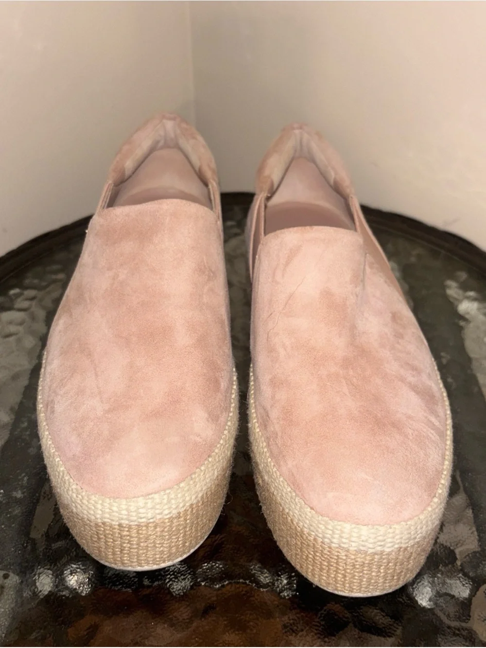 Vince Platform Slip-On Sneakers in Blush Pink Suede
